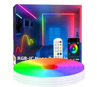 httpsmp 10m Neon Rope Lights, RGB+IC Flexible Led Rope Lights, Chase Mode, IP67 Outdoor Waterproof, Music Sync, Bedroom