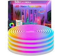 httpsmp 15m Neon Rope Light, Flexible Led Lights Control with App/Remote, Multiple Modes, IP67 Outdoor Waterproof, Music Sync Light Strip for Bedroom