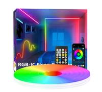 httpsmp 5m Neon Rope Light, Ws2811 RGB+IC Flexible Led Lights Control with App/Remote, Chase Mode, IP67 Outdoor Waterproof, Music Sync Light Strip for Bedroom