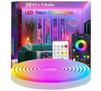 httpsmp 6m Neon Rope Light, Flexible Led Lights Control with App/Remote, Multiple Modes, IP65 Outdoor Waterproof, Music Sync Light Strip for Bedroom
