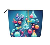 HTTUP Abstract Science Chemistry Illustration 3D Print Business Trip Essential Single-layer Makeup Bag Zippered Pouch Women Large Capacity, Black, One Size