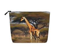 HTTUP Africa Giraffe Majestic Tree Print Business Trip Essential Single-layer Makeup Bag Zippered Pouch Women Large Capacity, Black, One Size