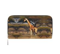 HTTUP Africa Giraffe Majestic Tree Print Casual Clutch Purse Hand Wallet for Women Capacity Wallet Stylish Travel-Friendly, Black, One Size, Art