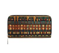 HTTUP African Classic Weave Print Casual Clutch Purse Hand Wallet for Women Capacity Wallet Stylish Travel-Friendly, Black, One Size, Art