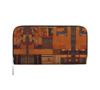 HTTUP African Textile Patchwork Print Casual Clutch Purse Hand Wallet for Women Capacity Wallet Stylish Travel-Friendly, Black, One Size, Art