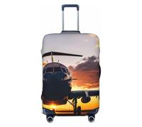 HTTUP Aircraft Plane at Sunset Print Elastic Washable Baggage Protector Universal Suitcase Cover Travel Luggage Cover, Black, M