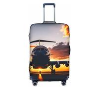 Httup Aircraft Plane at Sunset Print Practical Elastic Washable Travel Luggage Cover with Concealed Zipper for Suitcases, White, XL