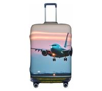 HTTUP Airplane in The Evening Lights Print Practical Elastic Washable Travel Luggage Cover with Concealed Zipper for Suitcases, White, XL