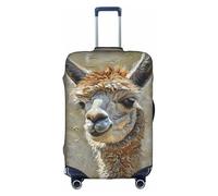 Httup Alpaca Llama Print Practical Elastic Washable Travel Luggage Cover with Concealed Zipper for Suitcases, White, M