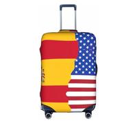 Httup American Spain Flag Print Practical Elastic Washable Travel Luggage Cover with Concealed Zipper for Suitcases, White, XL