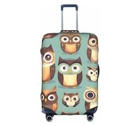 Httup Animal Cartoon Owls Cute Print Practical Elastic Washable Travel Luggage Cover with Concealed Zipper for Suitcases, White, XL