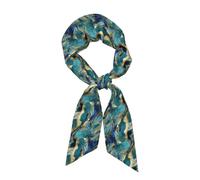 HTTUP Azurite Teal and Foil Gold Oil Marble Pattern Print Lightweight Fashion Scarf for Women Packed Feeling for Dressy Neck and Head Wraps, Black, One Size