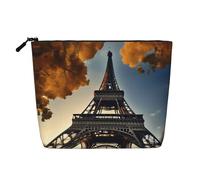 HTTUP Beautiful Eiffel Tower Paris Print Business Trip Essential Single-layer Makeup Bag Zippered Pouch Women Large Capacity, Black, One Size