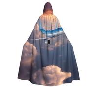 HTTUP Beautiful Sky Airplane Print Adults With Fits Halloween Full Length Cloak Unisex Medieval Cosplay Costume