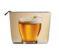 HTTUP Beer foam Print Business Trip Essential Single-layer Makeup Bag Zippered Pouch Women Large Capacity, Black, One Size, Black, One Size