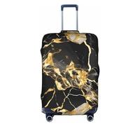 HTTUP black marble texture golden Print Practical Elastic Washable Travel Luggage Cover with Concealed Zipper for Suitcases, White, S