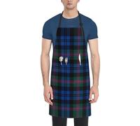 HTTUP Blue and Green Scottish Tartan Print Laundry apron 28x33 In Waterproof Kitchen Apron with Pockets for Cooking Baking, Black, One Size, Black, One Size