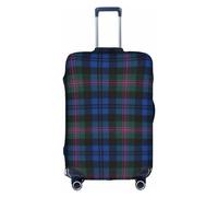 Httup Blue and Green Scottish Tartan Print Practical Elastic Washable Travel Luggage Cover with Concealed Zipper for Suitcases, White, S