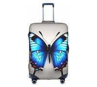 Httup Blue Butterfly Print Practical Elastic Washable Travel Luggage Cover with Concealed Zipper for Suitcases, White, S