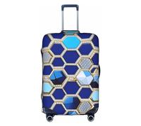HTTUP Blue Hexagons and Diamond Print Practical Elastic Washable Travel Luggage Cover with Concealed Zipper for Suitcases, White, XL