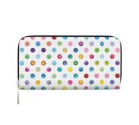 HTTUP Blue Polka Dot Pattern Print Casual Clutch Purse Hand Wallet for Women Capacity Wallet Stylish Travel-Friendly, Black, One Size, Art