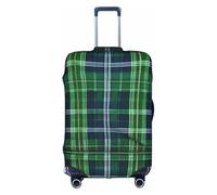 HTTUP Blue Scottish Tartan Print Practical Elastic Washable Travel Luggage Cover with Concealed Zipper for Suitcases, White, S