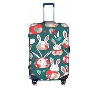 HTTUP Bunny Rabbits Print Practical Elastic Washable Travel Luggage Cover with Concealed Zipper for Suitcases, White, S