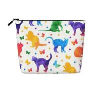HTTUP Butterfly polka dot and cat Print Business Trip Essential Single-layer Makeup Bag Zippered Pouch Women Large Capacity, Black, One Size, Black, One Size