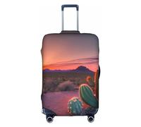 HTTUP Cactus Desert Sunset Print Practical Elastic Washable Travel Luggage Cover with Concealed Zipper for Suitcases, White, S
