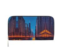 HTTUP Chicago Night Print Casual Clutch Purse Hand Wallet for Women Capacity Wallet Stylish Travel-Friendly, Black, One Size, Art, Black, One Size, Art