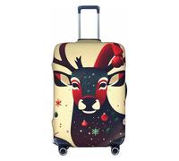 HTTUP - Christmas Deer Print Universal Travel Luggage Cover, Black/White, CH