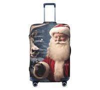 HTTUP Christmas Santa Claus Print Elastic Washable Baggage Protector Universal Suitcase Cover Travel Luggage Cover, Black, L