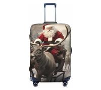 HTTUP - Christmas Santa Claus Print Universal Travel Luggage Cover, Black/White, G
