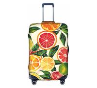 Httup citrus fruit pattern Print Practical Elastic Washable Travel Luggage Cover with Concealed Zipper for Suitcases, White, S