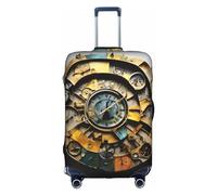 Httup Clock Art Print Practical Elastic Washable Travel Luggage Cover with Concealed Zipper for Suitcases, White, M