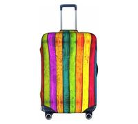 Httup Colored Wooden Board Print Practical Elastic Washable Travel Luggage Cover with Concealed Zipper for Suitcases, White, XL