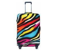 HTTUP Colorful Rainbow Zebra Print Elastic Washable Baggage Protector Universal Suitcase Cover Travel Luggage Cover, Black, XL