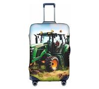 HTTUP Company Farm Tractor Print Practical Elastic Washable Travel Luggage Cover with Concealed Zipper for Suitcases, White, S