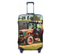 Httup Company Farm Tractors Print Practical Elastic Washable Travel Luggage Cover with Concealed Zipper for Suitcases, White, S