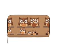 HTTUP Cute Big Brown Cartoon Owls Print Casual Clutch Purse Hand Wallet for Women Capacity Wallet Stylish Travel-Friendly, Black, One Size, Art, Black, One Size, Art