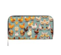 HTTUP cute chicken walking Print Casual Clutch Purse Hand Wallet for Women Capacity Wallet Stylish Travel-Friendly, Black, One Size, Art