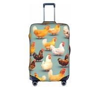 HTTUP cute chicken walking Print Practical Elastic Washable Travel Luggage Cover with Concealed Zipper for Suitcases, White, L