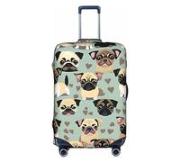 HTTUP Cute Chihuahua Pug Pattern Print Practical Elastic Washable Travel Luggage Cover with Concealed Zipper for Suitcases, White, XL