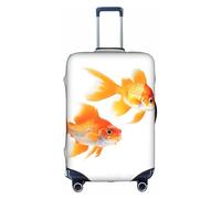 Httup Cute goldfishes Print Practical Elastic Washable Travel Luggage Cover with Concealed Zipper for Suitcases, White, S
