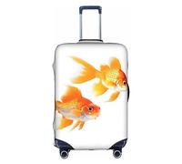 HTTUP Cute goldfishes Print Practical Elastic Washable Travel Luggage Cover with Concealed Zipper for Suitcases, White, M