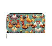 HTTUP Cute Rooster Chickens Print Casual Clutch Purse Hand Wallet for Women Capacity Wallet Stylish Travel-Friendly, Black, One Size, Art, Black, One Size, Art