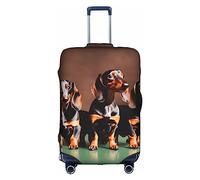Httup Dachshund Weiner dog Print Practical Elastic Washable Travel Luggage Cover with Concealed Zipper for Suitcases, White, M