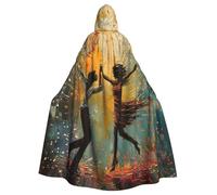 HTTUP Dance With Music Print Adults With Fits Halloween Full Length Cloak Unisex Medieval Cosplay Costume