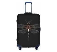 HTTUP Dragonfly Black Print Practical Elastic Washable Travel Luggage Cover with Concealed Zipper for Suitcases, White, S