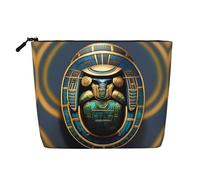 HTTUP Egyptian Scarab Print Business Trip Essential Single-layer Makeup Bag Zippered Pouch Women Large Capacity, Black, One Size